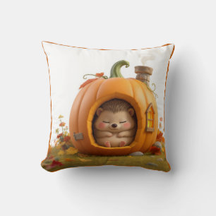 Cute 3D Cartoon Pumpkin House Hedgehog Cottagecore Cushion