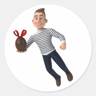 Cute 3D Character Chocolate Easter Egg Greeting Ca Classic Round Sticker
