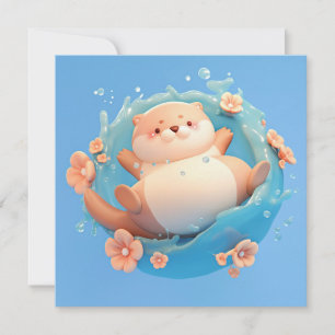 Cute 3D Clay Sea Otter Splashing in Water Postcard