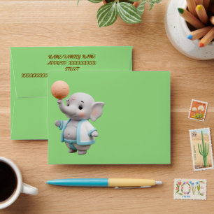 Cute 3D Elephant Baby Shower Thank You Envelope