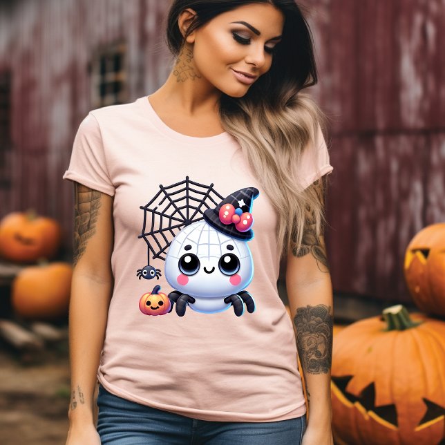 Cute 3D Halloween Spider and Pumpkin T-Shirt Tri-Blend Shirt (Creator Uploaded)