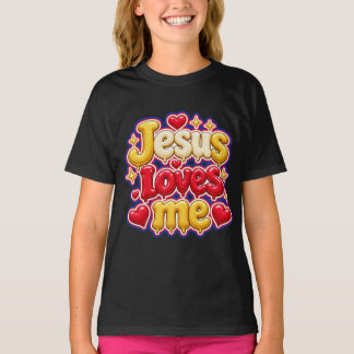 Cute 3D Jesus Loves Me Bubble Letters Kids T-Shirt