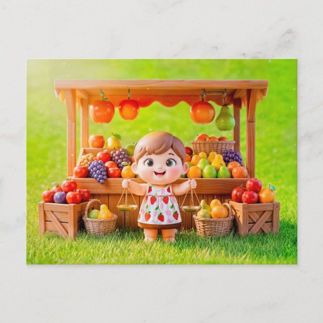 Cute 3D Libra Zodiac Girl Postcard (Front)