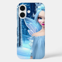 Cute 3d light blue Winter Fairy in the Forest
