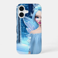 Cute 3d light blue Winter Fairy in the Forest