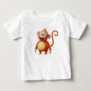 Cute 3D Orange Cartoon Monkey Character Baby T-Shirt
