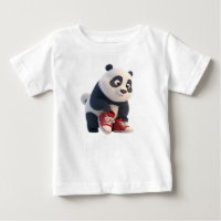 Cute 3D Panda Cub in Red Sneakers