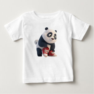 Cute 3D Panda Cub in Red Sneakers