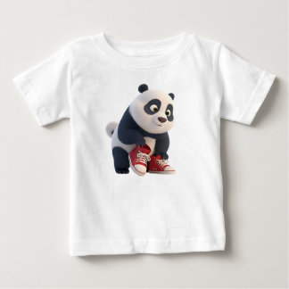 Cute 3D Panda Cub in Red Sneakers