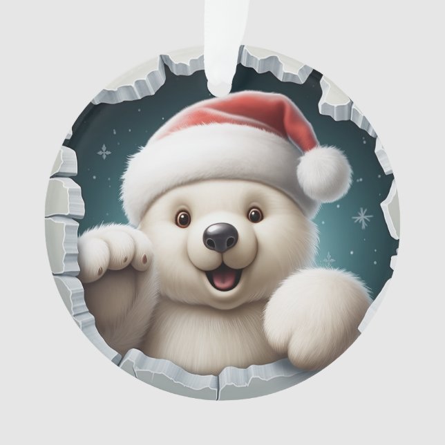 Cute 3D Polar Bear Ornament (Front)