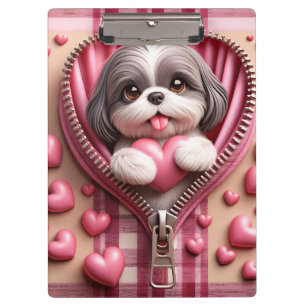 Cute 3D Puppy in a Pink and White Background (12) Clipboard