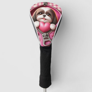 Cute 3D Puppy in a Pink and White Background (8) Golf Head Cover