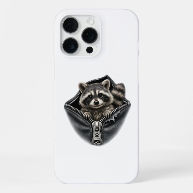 Cute 3D Racoon in Pocket Phone Case (Back)