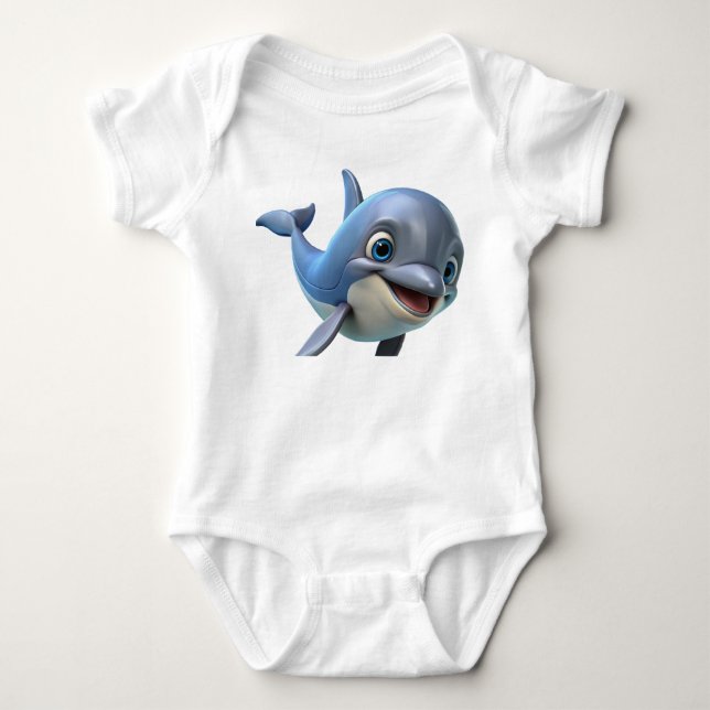 Cute 3d shark print baby bodysuit (Front)