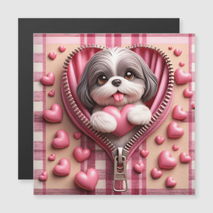 Cute 3D Shih Tzu in a Pink and White Background