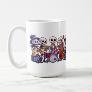 Cute 3D Skeleton Music Band – Adorable Cartoon Con Coffee Mug