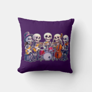 Cute 3D Skeleton Music Band – Adorable Cartoon Con Cushion