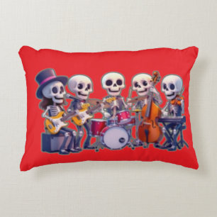 Cute 3D Skeleton Music Band – Adorable Cartoon Con Decorative Cushion