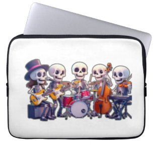Cute 3D Skeleton Music Band – Adorable Cartoon Con Laptop Sleeve