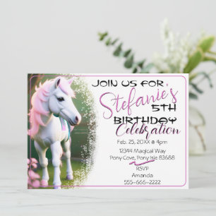 Cute 3D Spirit Pony 17 Birthday Invitation