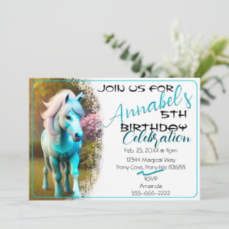 Cute 3D Spirit Pony 25 Birthday Invitation