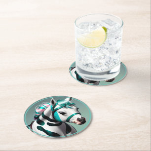 Cute 3D Spirit Pony 7 Round Paper Coaster