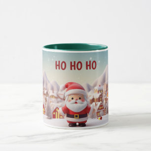 Cute 3D Style Santa In the Town Personalised Mug