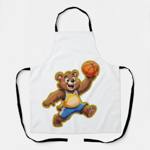 Cute 3D Teddy Bear Playing Basketball – Adorable S Apron