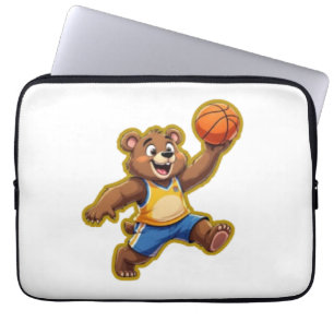 Cute 3D Teddy Bear Playing Basketball – Adorable S Laptop Sleeve
