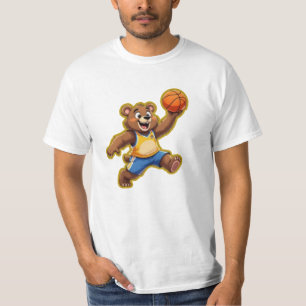Cute 3D Teddy Bear Playing Basketball – Adorable S T-Shirt