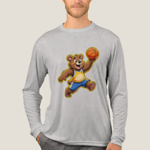 Cute 3D Teddy Bear Playing Basketball – Adorable S Tri-Blend Shirt