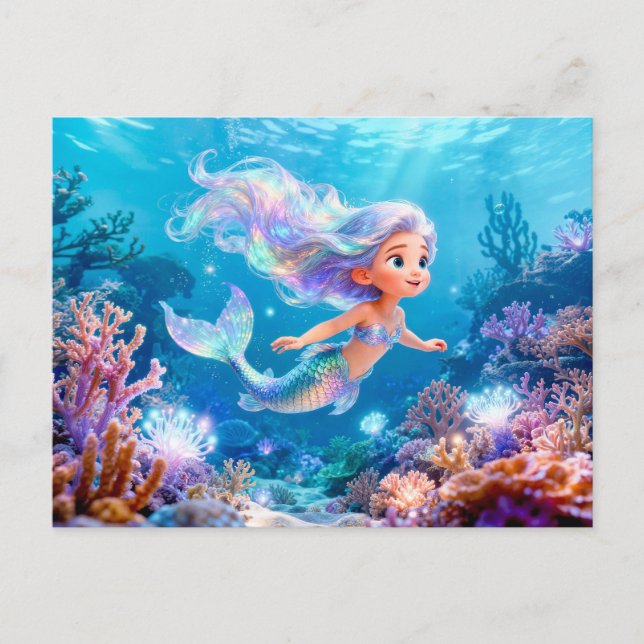 Cute 3D Virgo Zodiac Mermaid Postcard (Front)