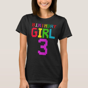 Cute 3rd Birthday Gift 3 Years Old Block Building  T-Shirt