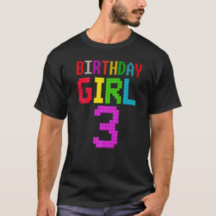 Cute 3rd Birthday Gift 3 Years Old Block Building T-Shirt