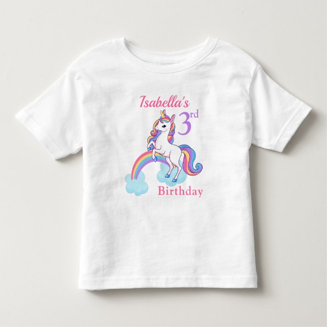 Cute 3rd Birthday Unicorn T-Shirt (Front)