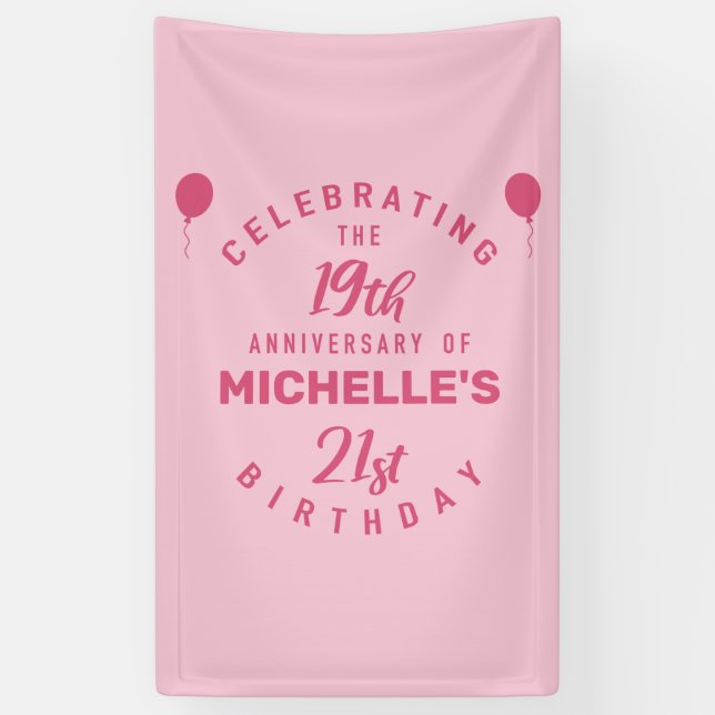 Cute 40th Birthday Personalised Banner (Vertical)