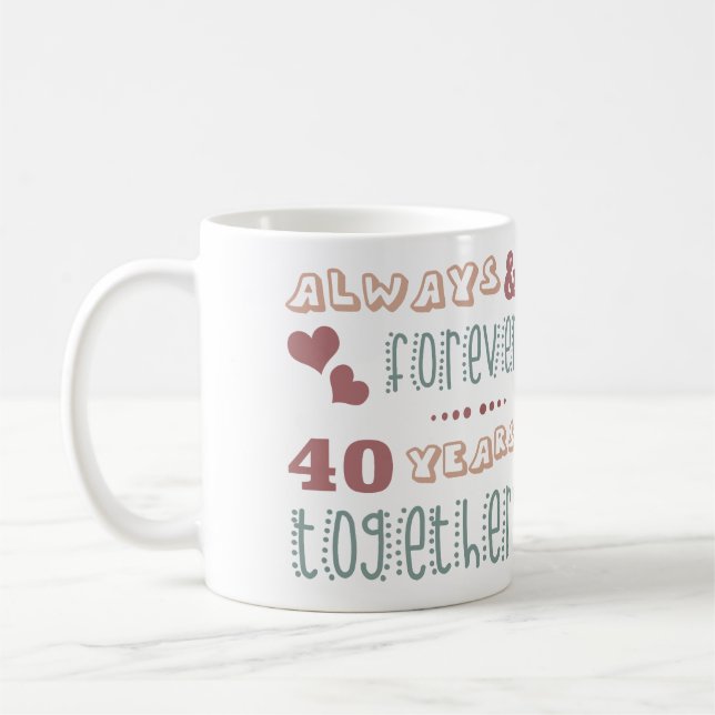 Cute 40th Wedding Anniversary Coffee Mug (Left)
