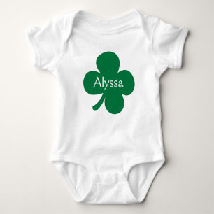 Cute 4 Leaf Clover Personalised St Patricks Day Baby Bodysuit