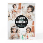 Cute 4 Photo Birthday Card Any Age | Custom Colour