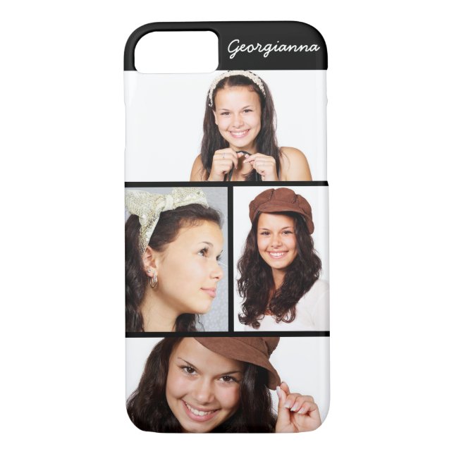 Cute 4 Photo Personalised iPhone 8 7 Case (Back)