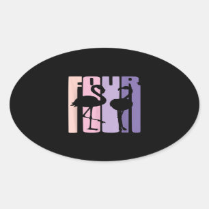 Cute 4th Birthday Gift I Flamingo I 4 Years Old Oval Sticker
