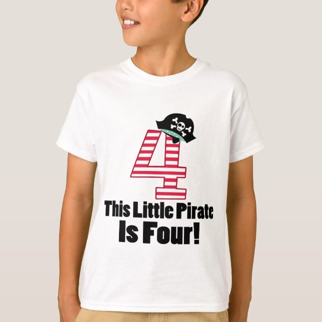 Cute 4th Birthday Pirate T-Shirt (Front)