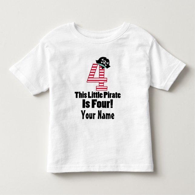 Cute 4th Birthday Pirate Themed Toddler T-Shirt (Front)