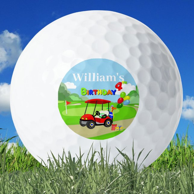  Cute 4th Birthday Red Golf Cart Boy's Golf Balls (Creator Uploaded)
