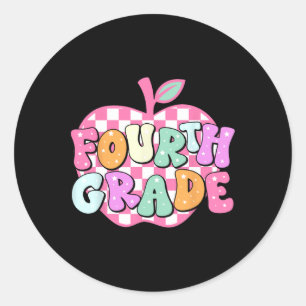 Cute 4th Grade Team Pink Apple Back To School Teac Classic Round Sticker