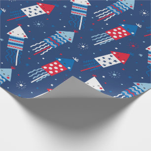 Cute 4th of july Fireworks red white blue Wrapping Paper