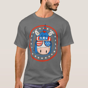 Cute 4th of July Unicorn American Flag Patriotic  T-Shirt