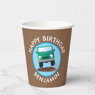 Cute 4X4 off road vehicle cartoon personalised Paper Cups