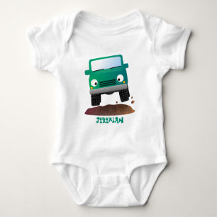 Cute 4X4 offroad vehicle cartoon car Baby Bodysuit