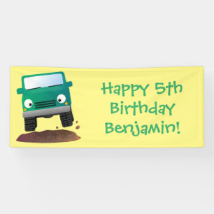 Cute 4X4 offroad vehicle cartoon car Banner